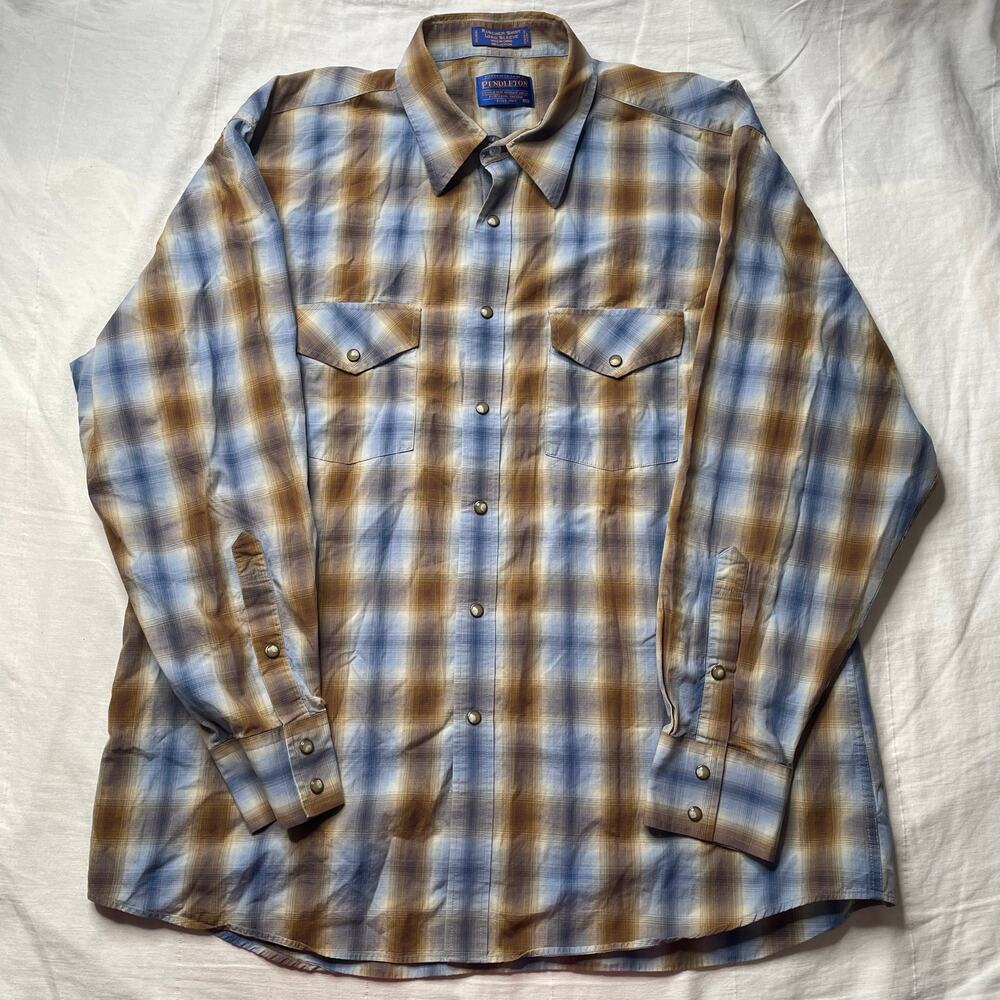 Pendleton Rancher Shirt Long Sleeve Button Up Plaid XL Men's Pearl Snap Western